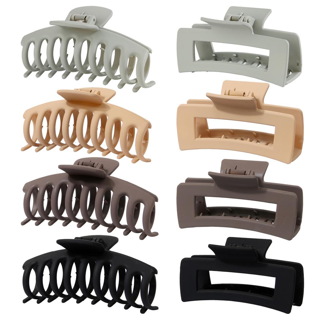 Matte Hair Clips for Women and Girls - Rectangle and Double Row Small Claw Clips for Thin/Medium Fine Hair - Nonslip Jaw Clips