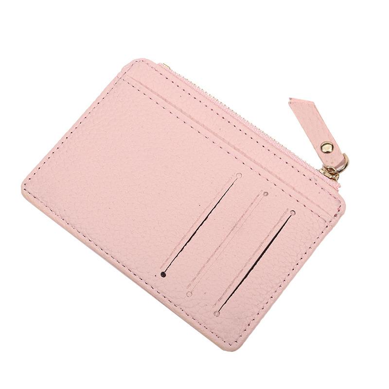 

Wallet Mini PU Leather Card Holders Card Slots Purse Small Men Wallet Women Zipper Coin Pocket Ultra Thin Wallet Cardholder рожевий