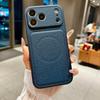 Fashion Matte Leather Large Window For Magsafe Phone Case For iPhone 17 16 15 14 13 Pro Max Magnetic TPU Shockproof Armor Cover