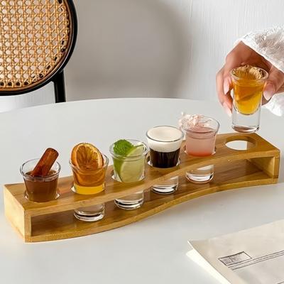 Pahare de shot 6 buc Set pahare de shot 1oz/30ml Suport pahare de shot Bază grea pentru whisky tequila Tăviță de servire pahare de shot (6pcs)