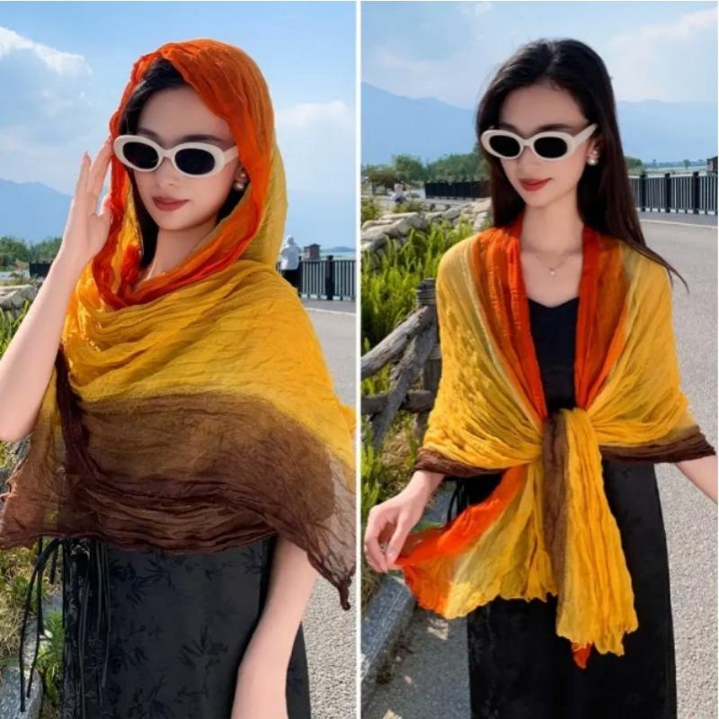 Large Size Printed Gradient Sunscreen Scarf Shawl Beach Towel