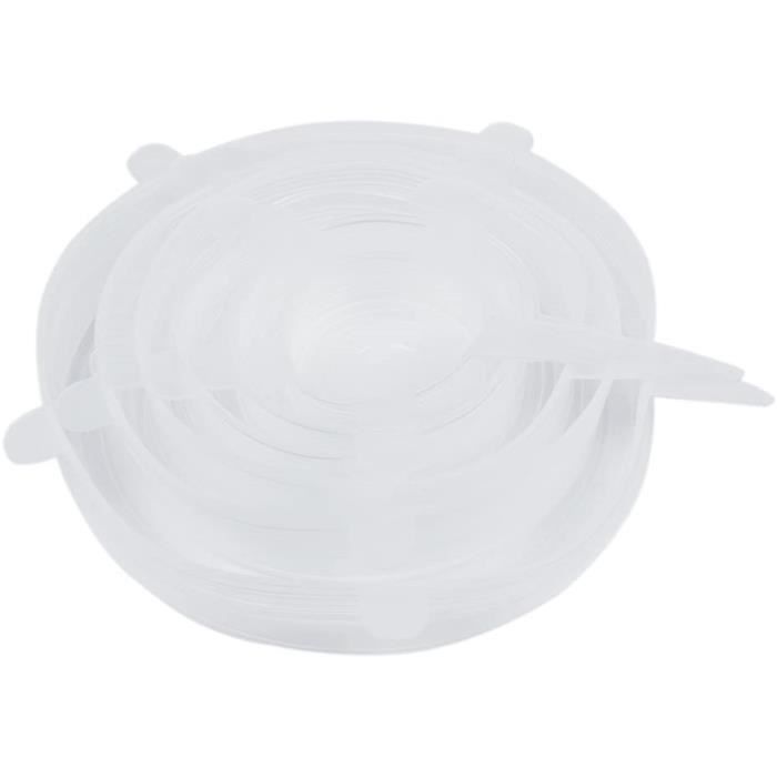 Couvercle Silicone Alimentaire, 6 pcs Réutilisable Couvercles Silicone Extensible pour la Conservation des Aliments, Conservat A176