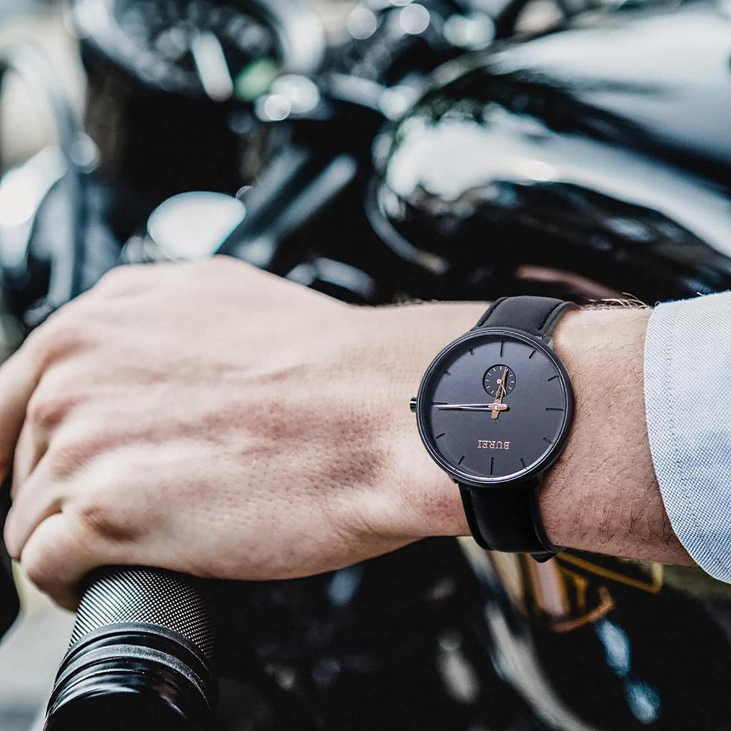 BUREI Watch Men's Black Simple Stylish Popular Watch Men's Black Stylish Brand Waterproof Men's Watch Watch T