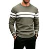 Men's Striped Round Neck Pullover Sweater Casual Long Sleeve Knit Top for Fall Winter