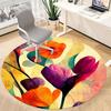 1pc Floral Abstract Office Round Area Rug, Indoor Mat Suitable ForOffice, Under Office Chairs Bedroom Living Room Home Decor, Room Decot050