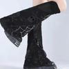 Skeleton Thigh-High Fishnet Leg Warmers: Dark Subculture Flared Scrunch Socks