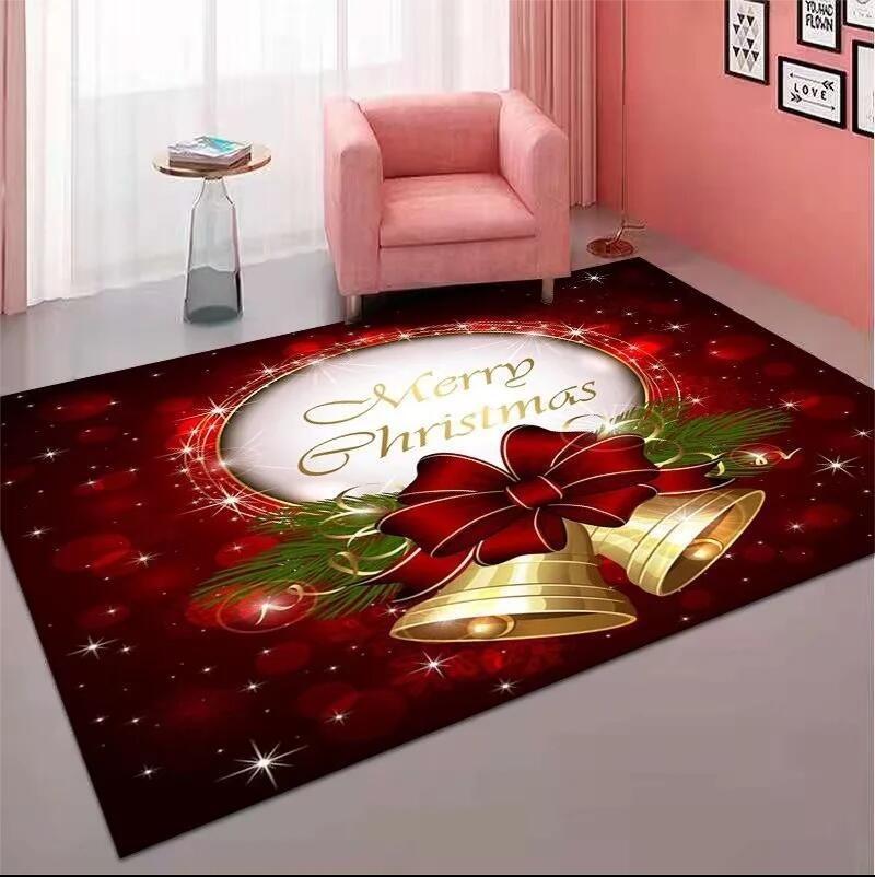 Festive Christmas Theme Carpet Cute Cartoon Pattern NonSlip Soft Floor Mat Suit for Living Room Bedroom Home Decor Party Gift