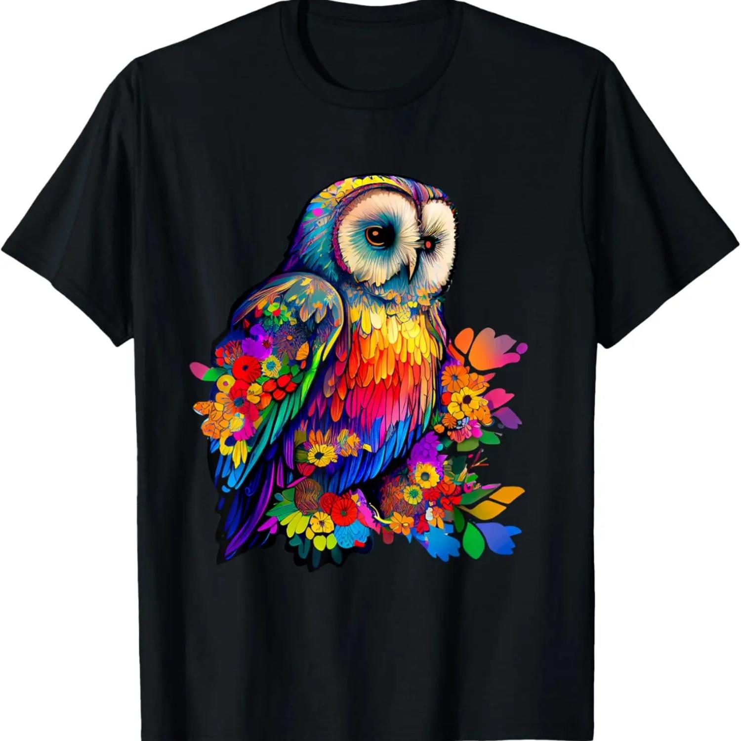 Beautiful Owl With Floral Pattern T-Shirt XXXXXL чёрный