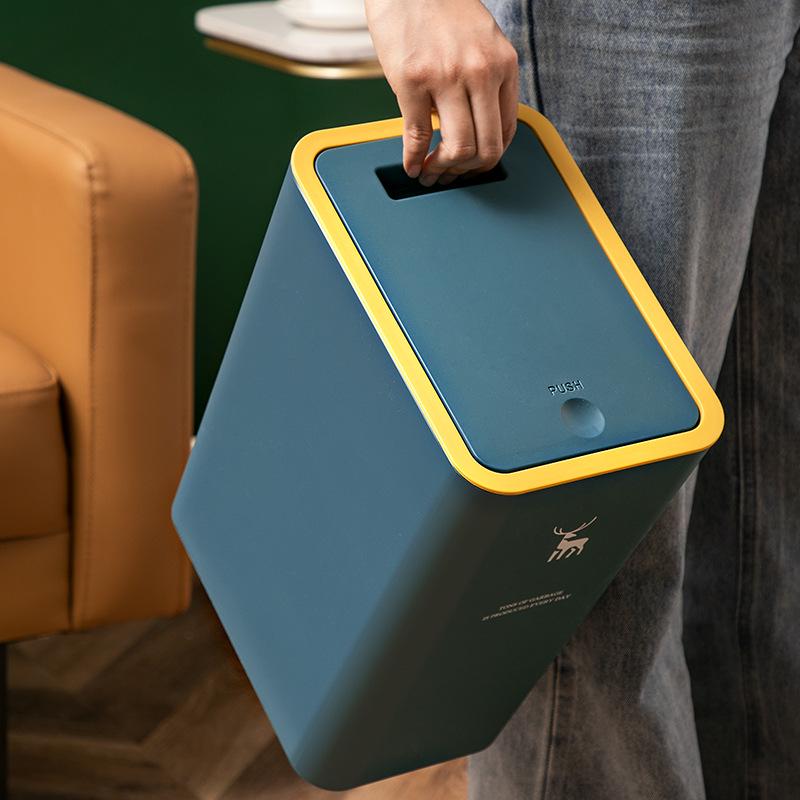 Press-Type Large Household Trash Can with Lid - Bathroom, Kitchen, Crevice Storage, Thickened Waste Paper Basket