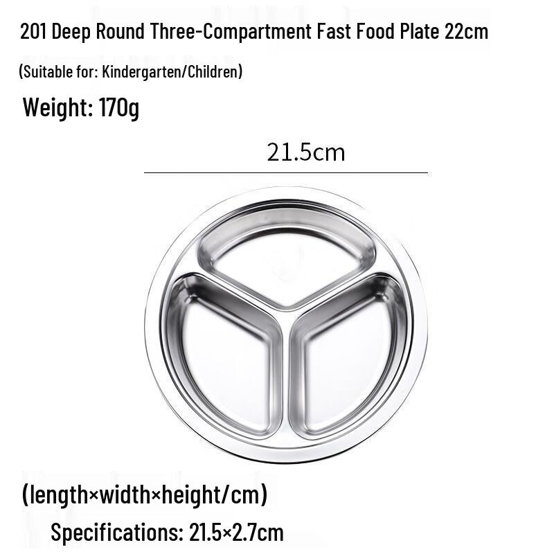 HANDUNYOU 304 Stainless Steel Divided Fast Food Plate