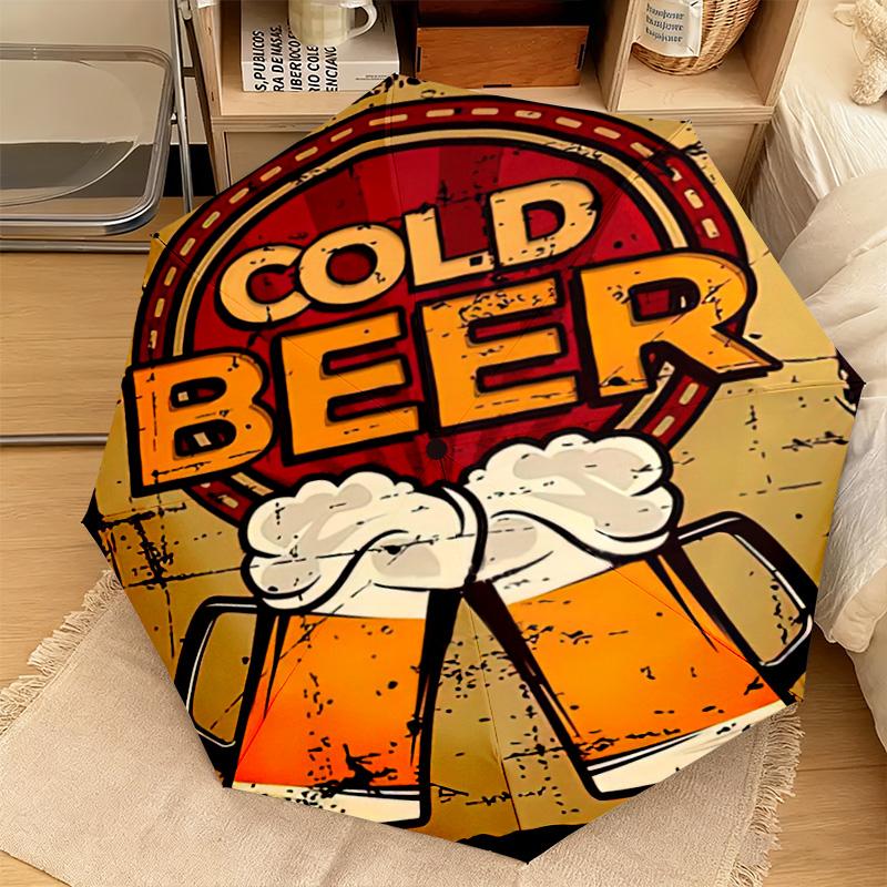 1PC Beer Automatic Umbrella - Suitable Travel Outdoor Portable Umbrella Birthday Gift Daily Essentials