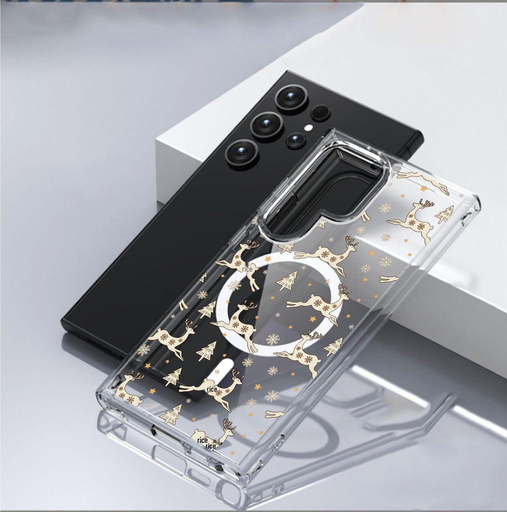 Running Deer Transparent Magnetic Case for iPhone 15/16/17 Pro Max - Full Coverage Protection