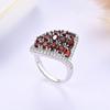 925 Sterlingsilber großer Ring mit natürlichen roten Granat-Edelsteinen Januar Geburtsstein feiner Schmuck für Frauen Ehefrau schönes Geschenk