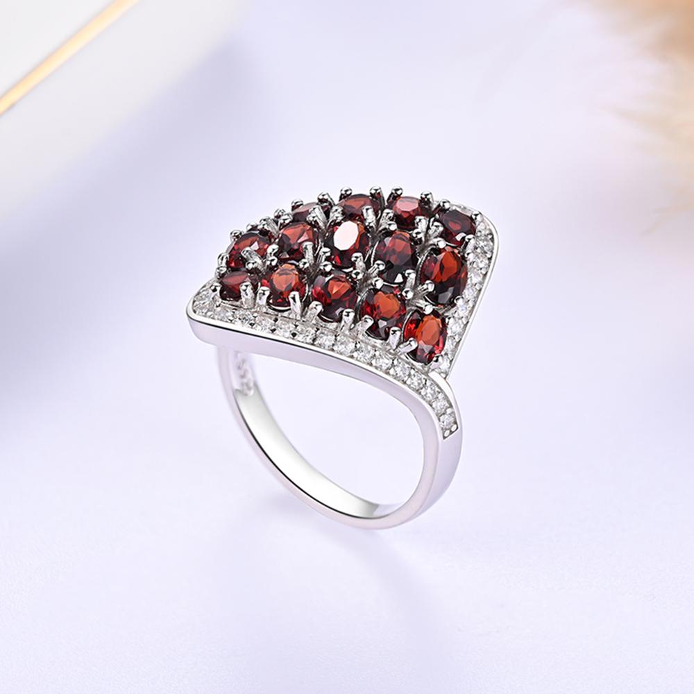 925 sterling silver big ring with natural red garnet gemstones January birthstone fine jewelry for women wife nice gift