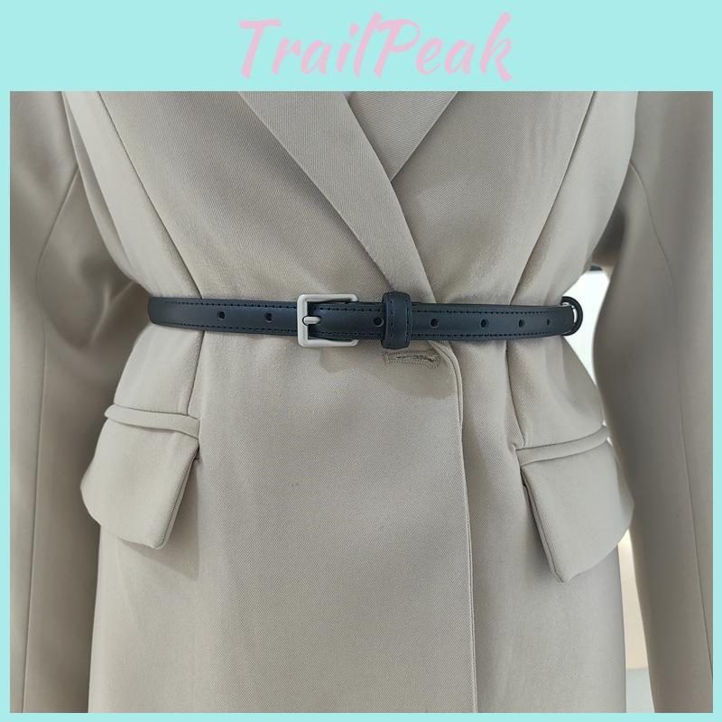 Square Buckle Solid Color Leather Thin Waist Belts Fashionable Casual Gifts