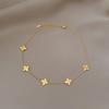 Laser Lucky Grass Temperament Personality Minimalist Wind Stove Real Gold Female Collarbone Necklace