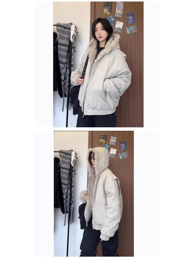 Herrvinter Retro Vittygöring Bomullsjacka med Pälskrage Huva