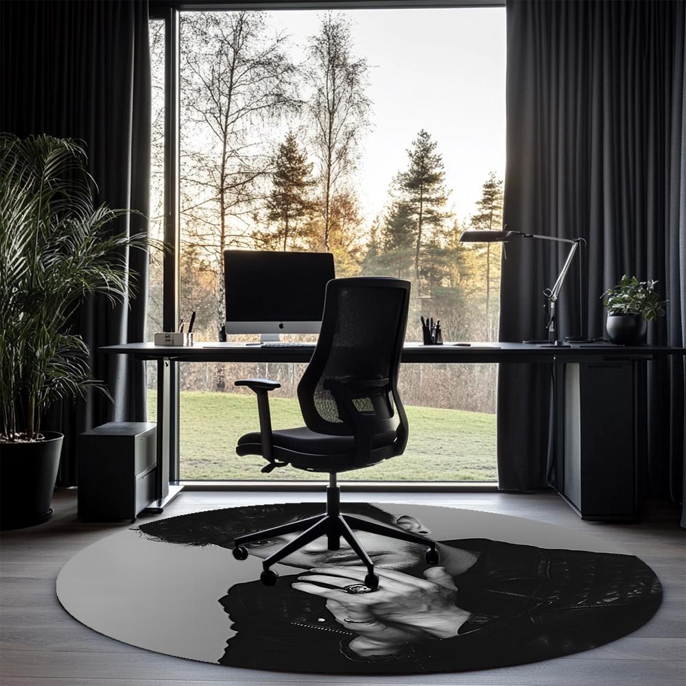 Luca Hanni Printed Round Rug Carpet Chair Rug Area Rug Entryway Doormats,for Office Chair Living Room Bedroom Kitchen Room.