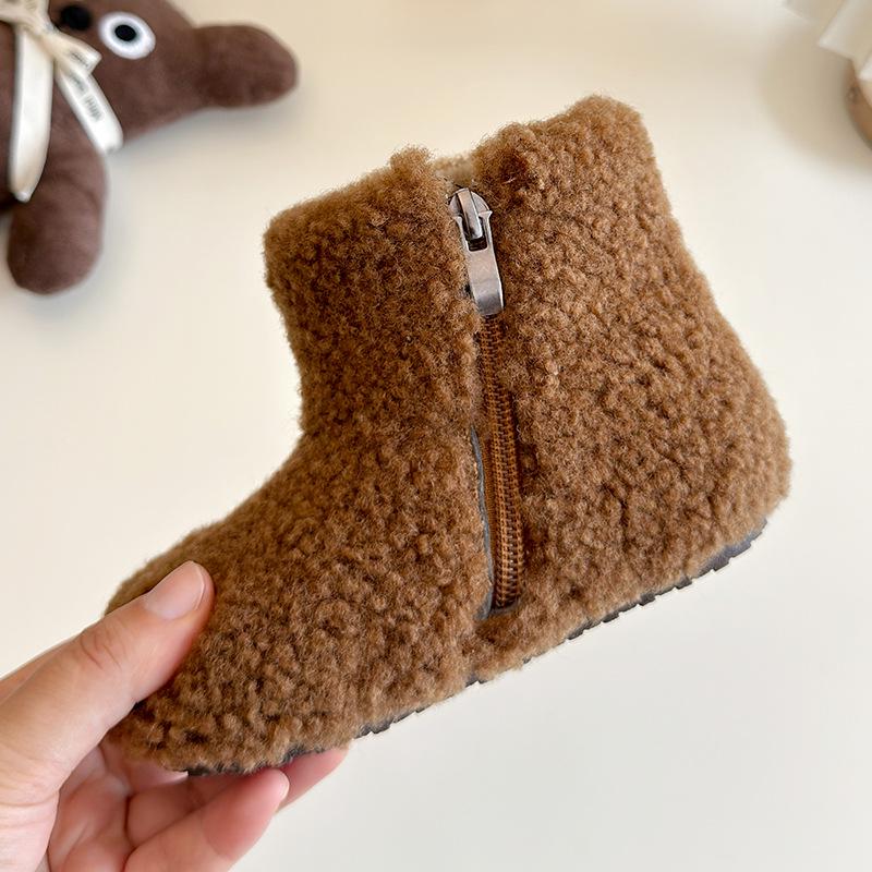 Children's Fur-Lined Snow Boots - Warm Velvet Winter Short Boots for Girls