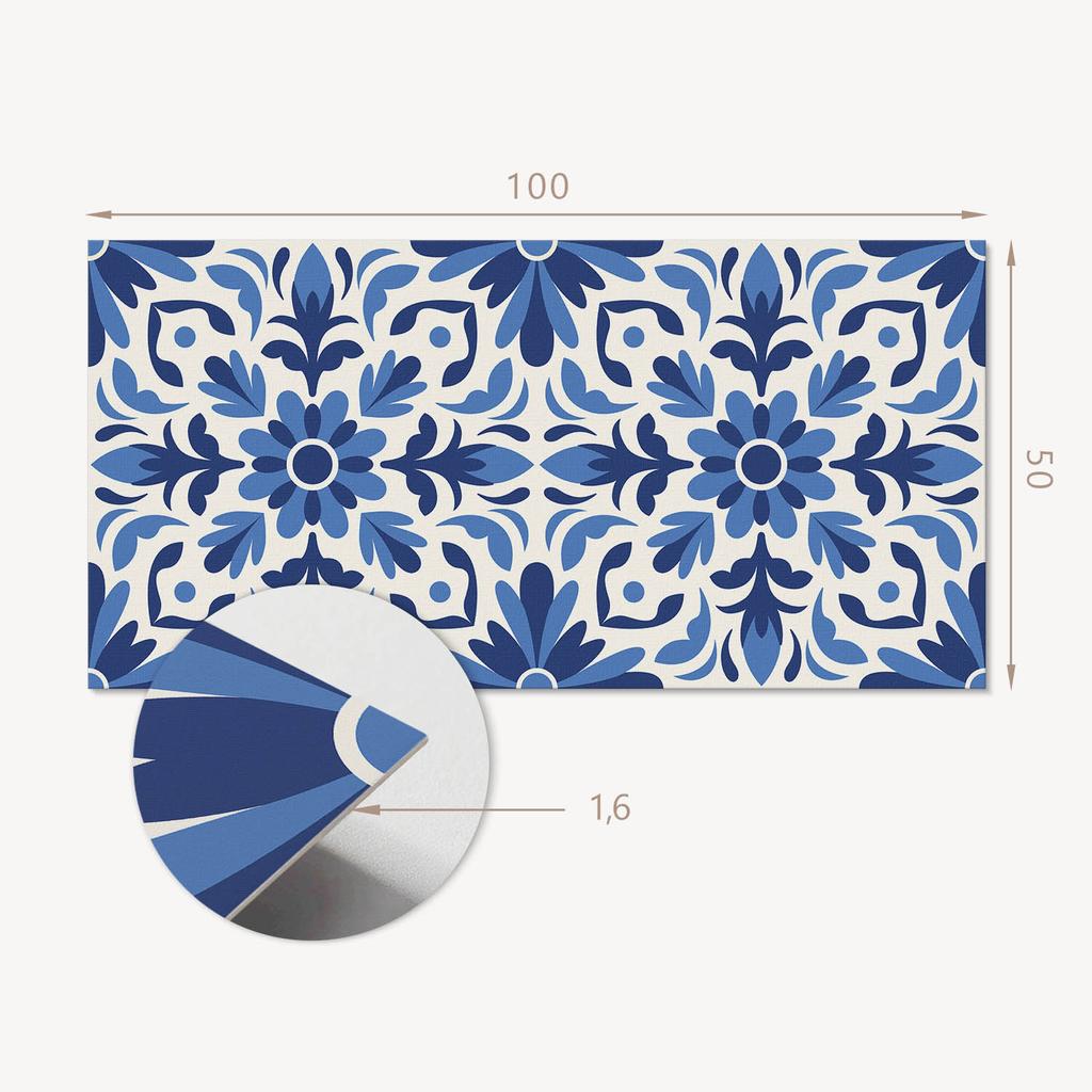 Self-adhesive Graphic Decoration for Office or Study 100x50 Cm Floral Pattern with Leaves