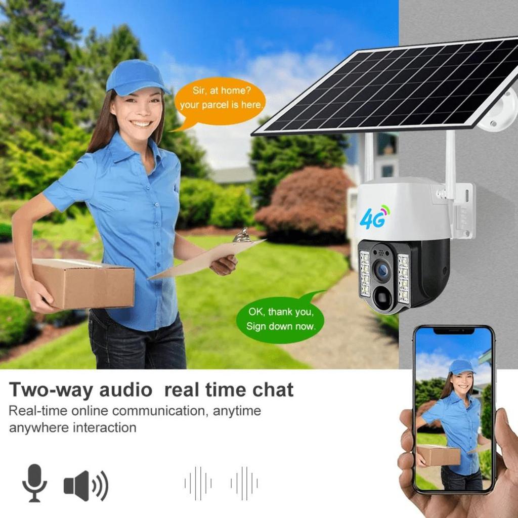 Solarkamera 4G SIM Dual Objektiv für den Außenbereich PIR Personenerkennung Kabellose Camara Energiesparende wasserdichte CCTV-Sicherheitskamera für Zuhause