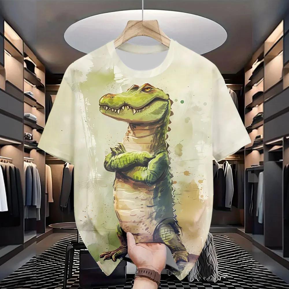 Pánské ležérní a pohodlné tričko s krátkým rukávem s potiskem, módní tričko s kulatým výstřihem, oblečení