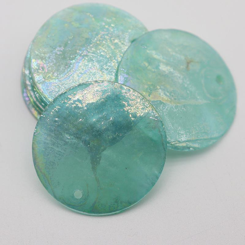 Natural Single Hole Mother-of-Pearl Shell for DIY Painting Wedding Decor, Spray-Painted Round Piece for Door Curtains