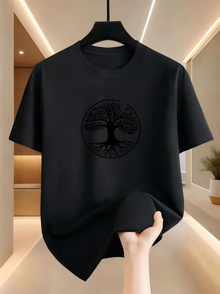 Spiritual Style Unisexs Tree Of Life Yggdrasil Printed Tshirt Casual Street Style Short Sleeve Crew Neck Top