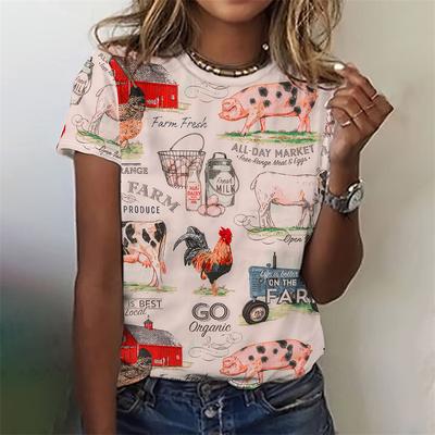 T-shirt Vintage con Stampa Cavallo Western Cowboy Femminili Casual Moda Y2k Top Abbigliamento Ragazze Street Ampie Magliette Estive Donna 2025