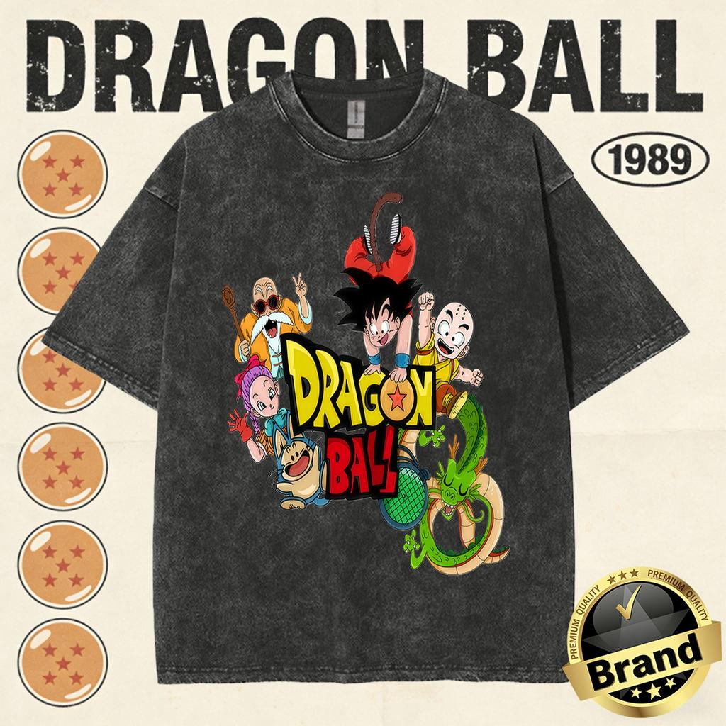 Dragon Ball Heavyweight TShirt Men Cotton Vintage Washed Print Retro Streetwear Family Matching Tops Summer Tees