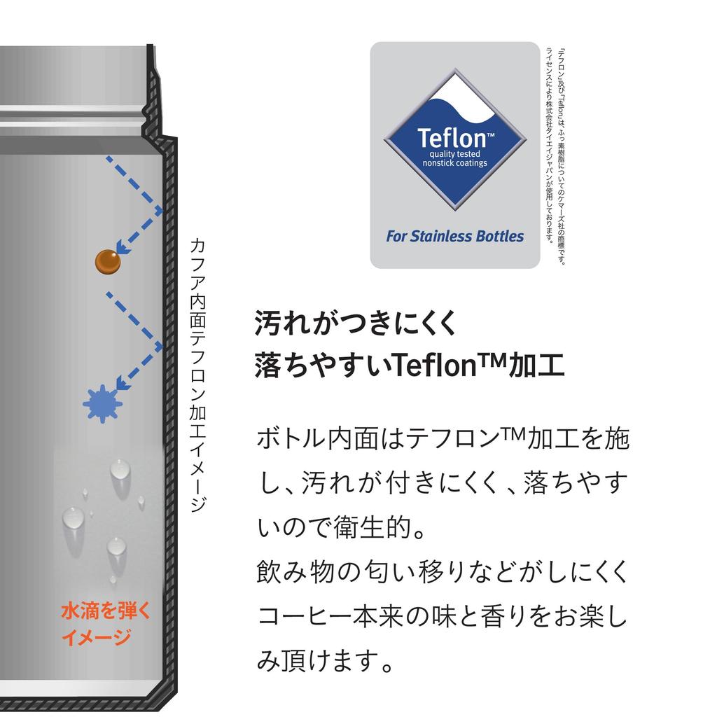 CB JAPAN QAHWA Coffee Bottle, 410ml, Direct Drinking, Vacuum Insulated, Dual-Walled, Teflon-Coated, Gray