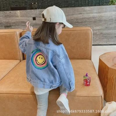 Jeansjacke für Mädchen im Frühjahr und Herbst 2021 – Lockere, stylische Oberteile im koreanischen Stil für Babys und Kinder