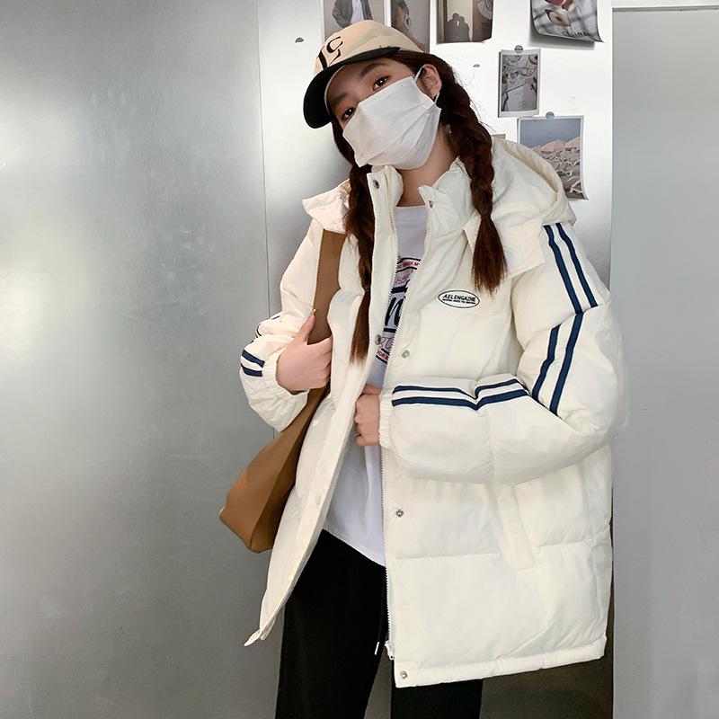 

Женское короткое пуховое пальто свободного покроя из хлопка 2024 года — модная толстая куртка на осень и зиму L белый