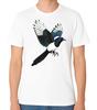 Elster Vogel T-Shirt Realistische Fliegende Elster Wildtier Naturfreund Geschenk Tee
