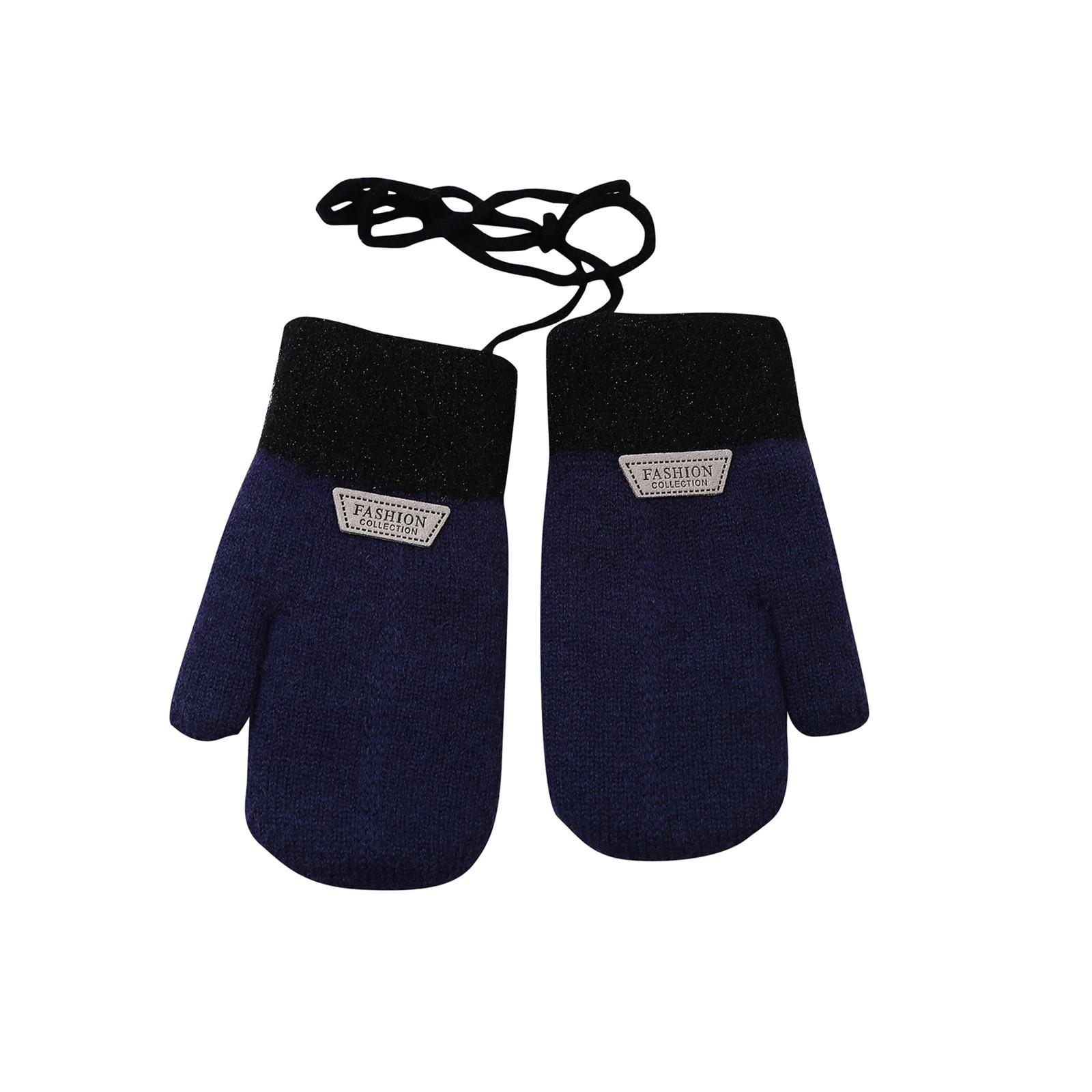 

Детские зимние перчатки для девочек и мальчиков, сенсорные трикотажные теплые эластичные варежки для холодной погоды 3 тёмно-синий