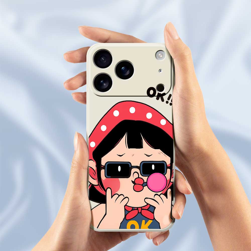 For iPhone 17 Pro Max Case Cute Kid Pattern Printing Straight Edge TPU Phone Back Cover