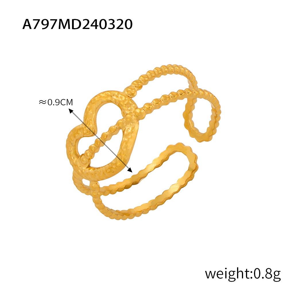 Fashion Commuting Simple Geometric Jewelry Hollow Multi-layer Texture Splicing Design Sense Index Finger Ring Titanium Steel Open Ring