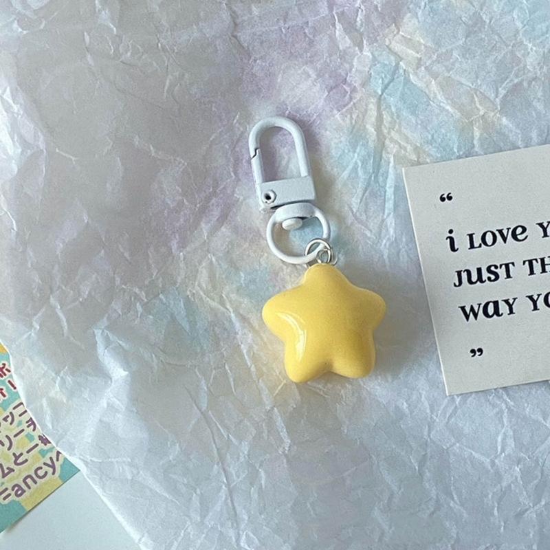 Acrylic Phone Pendant Chubby Color Five-Pointed Star Y2k Girl Heart Phone Buckle Niche Keychain Handmade Beads Trinket