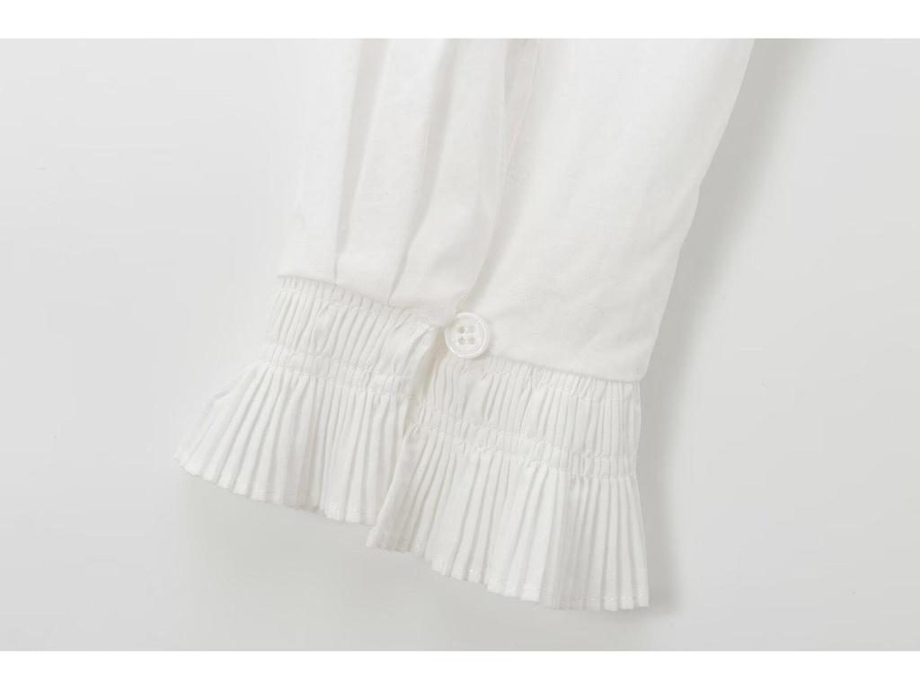 2024 Autumn Women's European & American Style Pleated Layered Fashion Shirt