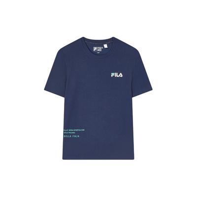 Logotipo de Letra Moda Simples Casual Gola Redonda Manga Curta Camiseta Masculina Tops Azul-Marinho F11M419102F-NV