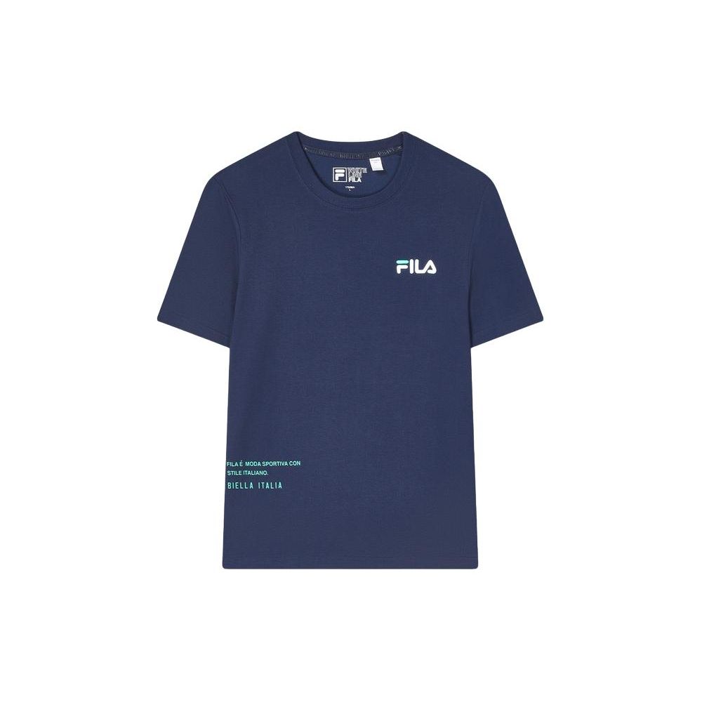 FILA Letter Logo Fashion Simple Casual Round Neck Short Sleeve T-Shirt Men Tops Deep-Navy F11M419102F-NV