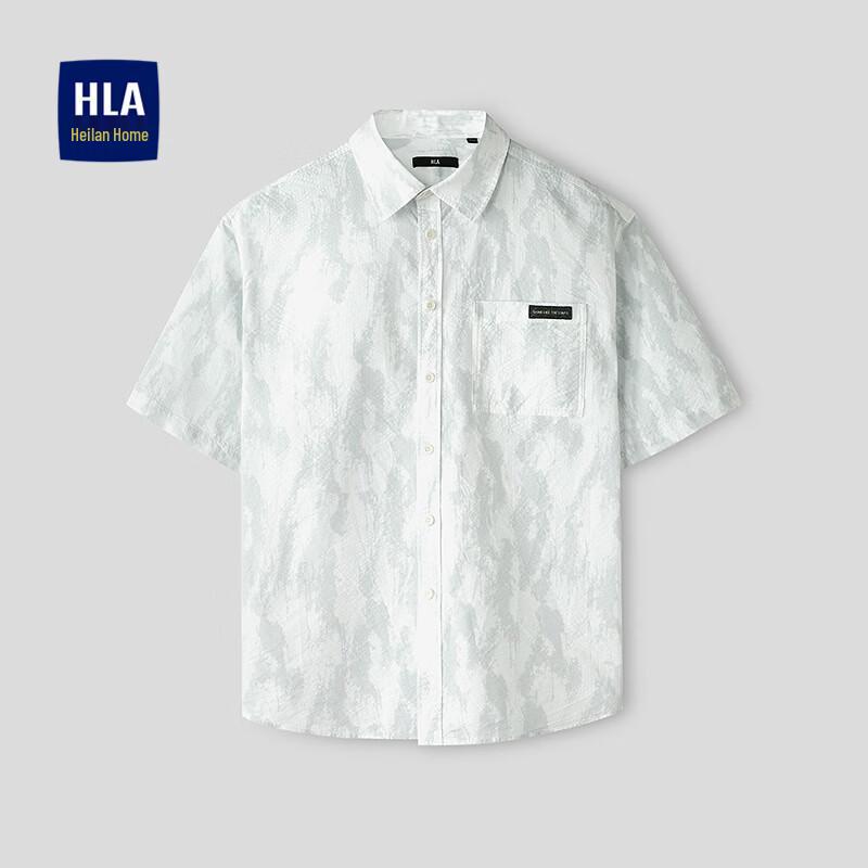 HLA Men s Patterned Short Sleeve Casual Shirt 40