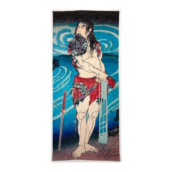 Ukiyo-e Tenugui Towel - Utagawa Kuniyoshi s Funabashi Yo Suikoden - Printed with Reactive Dyes on Premium Tokka Cotton 100% - Japan