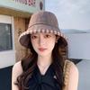 Spring and Summer Sun Hat for Children, Korean Version Checkered Bow Fisherman Hat, Outdoor Sun Hat