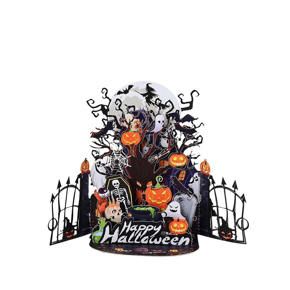 Cartoon Halloween Greeting Cards Ghost House Box Multicolor 3D Pop-Up Cards Paper Pumpkin Bat Spider Halloween Postcards
