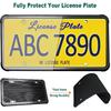 Silicone License Plate Frame With Cover Combo- Flat Clear License Plate Shield And Rustproof Black Car Tag Holder, 1 Set Unbreakable Transparent