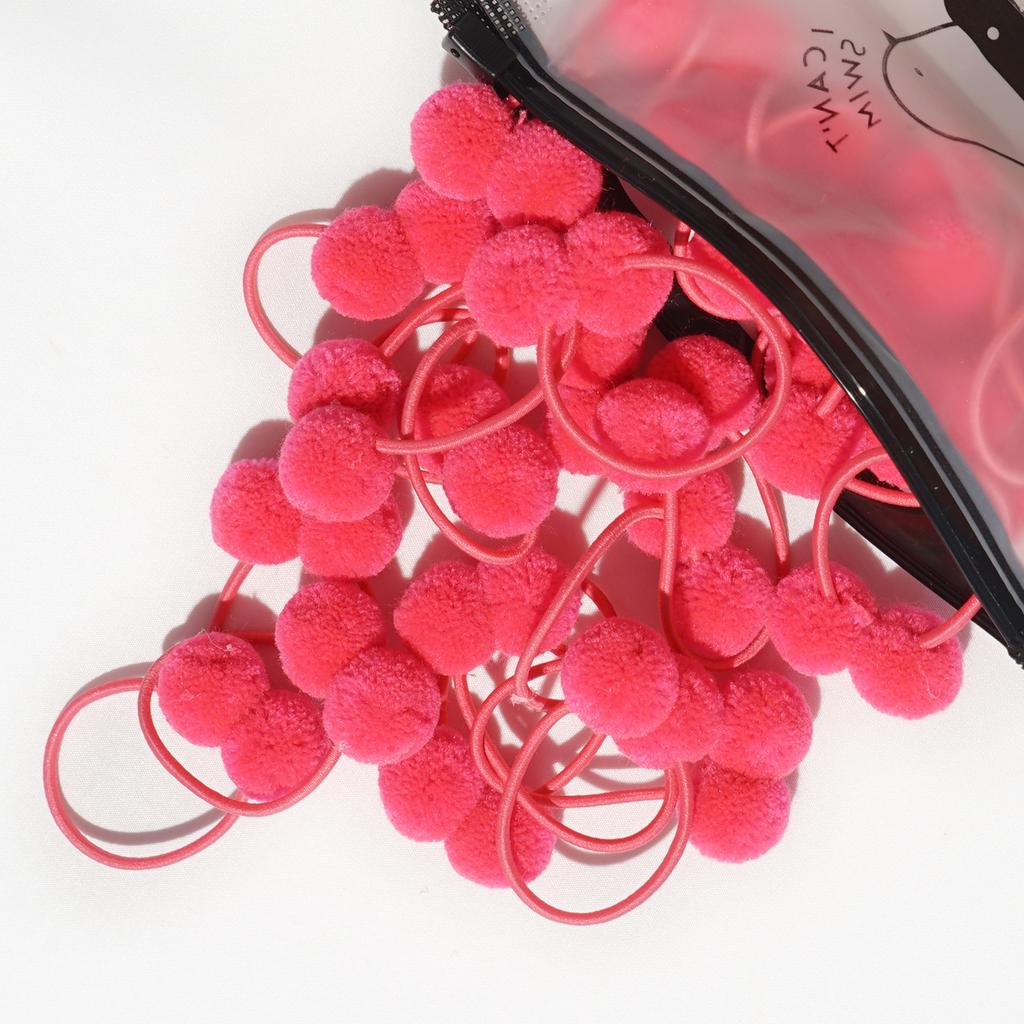 20 Stück 1,4" Kleine Solide Doppelte Fellkugel mit Elastischem Seil Handgemachtes Band für Kinder Mädchen Haaraccessoires