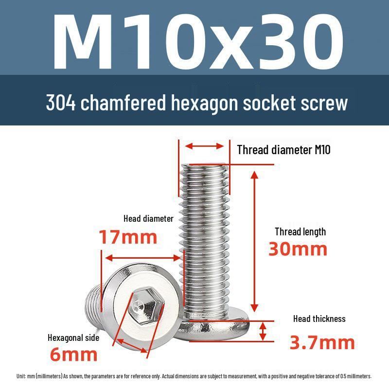 Yigu 304 Stainless Steel M2-M12 Countersunk Flat Head Hex Screw for Furniture & Cabinets