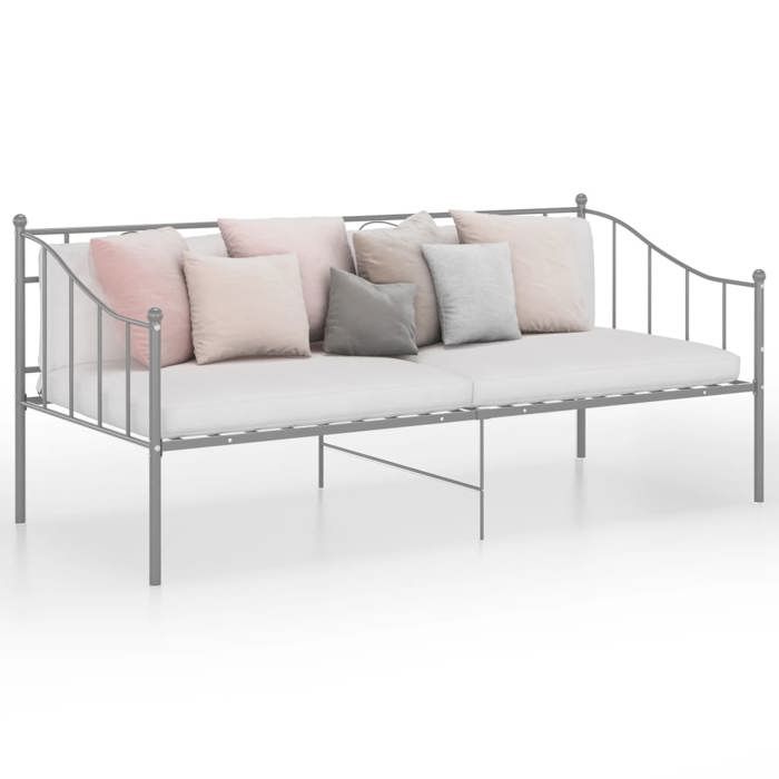 VidaXL Cadre de canapé-lit Gris Métal 90x200 cm