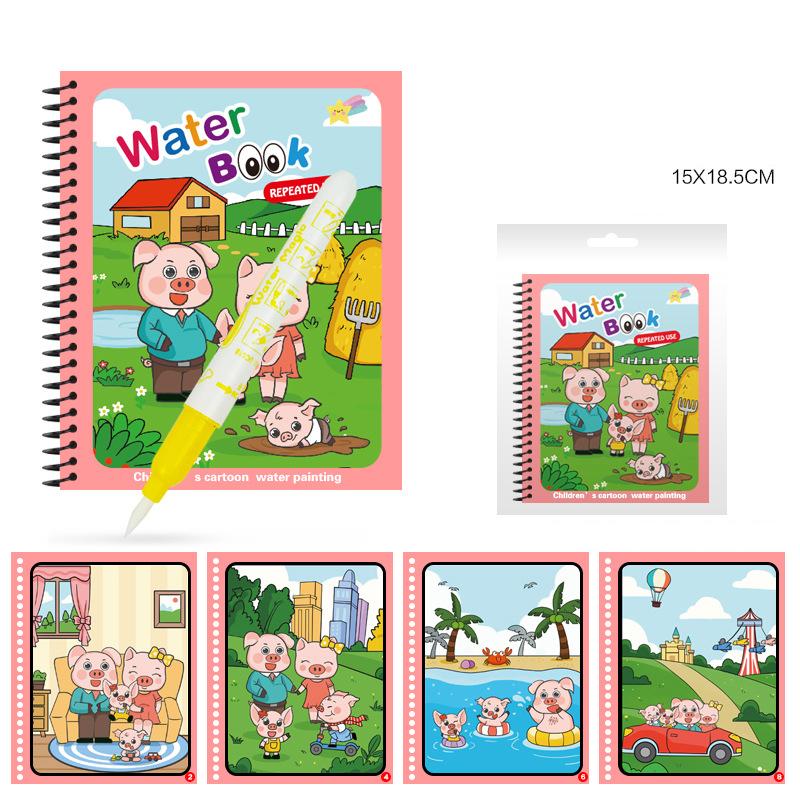 Kids Early Education Water Painting Book Baby Doodle Book Scene Copy Colouring Book Can Be Repeatedly Used Children Drawing Toys